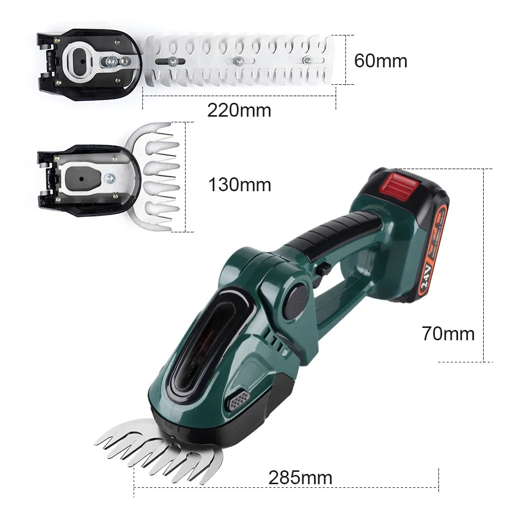 Cordless Hedge Trimmer – 2-in-1 24V Grass Shears
