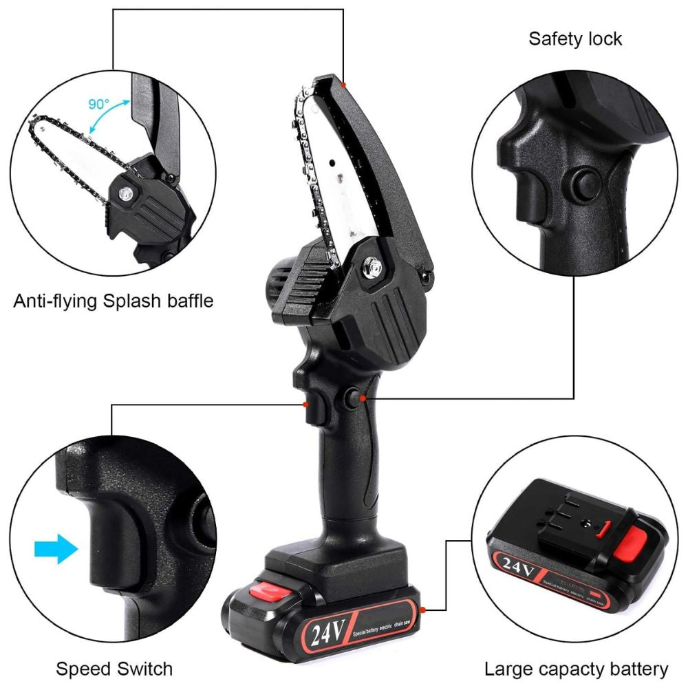 Cordless Mini Chainsaw 24V – Handheld Pruning Saw