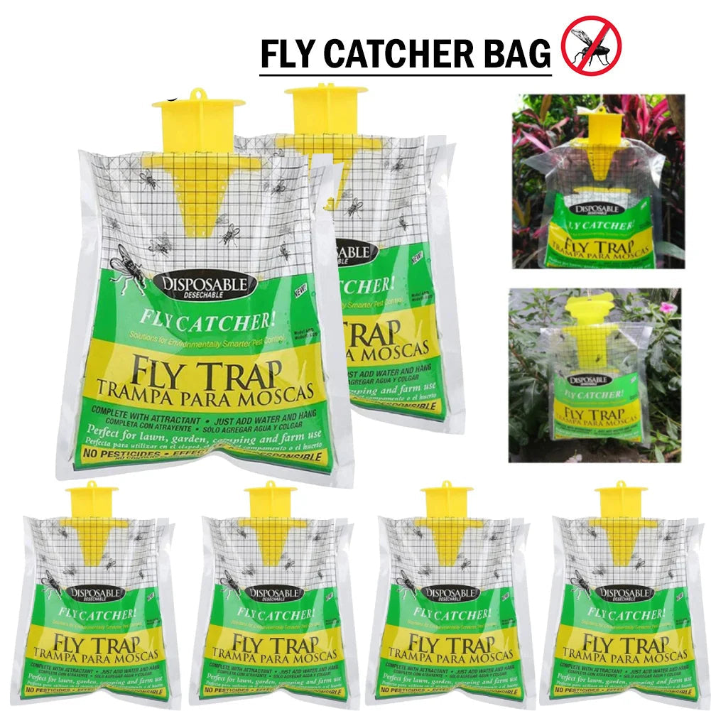 Disposable Outdoor Fly Trap with Bait – 3 & 5 Pack
