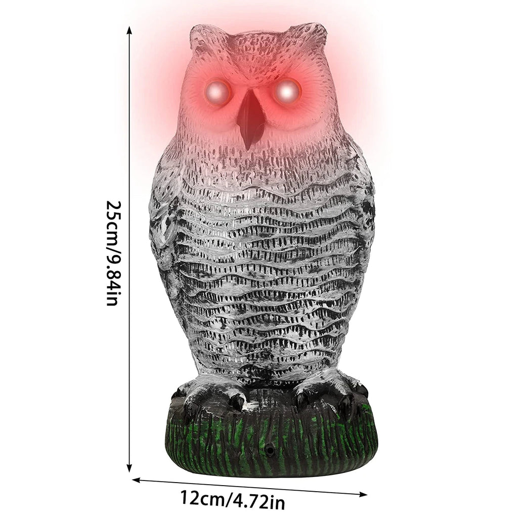 Realistic Owl Decoy Bird Scarer with Rotating Head