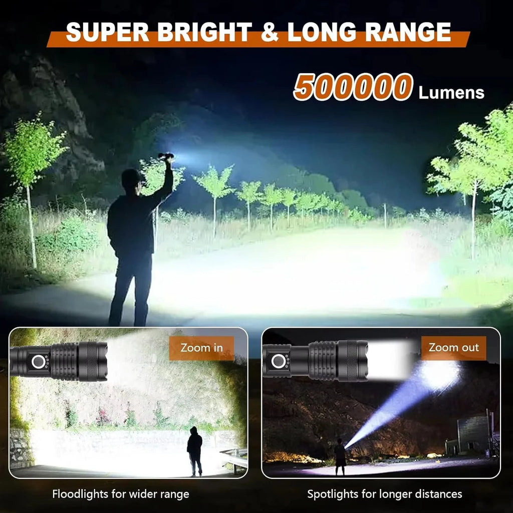 High Lumen Rechargeable LED Torch – 5 Modes Zoomable