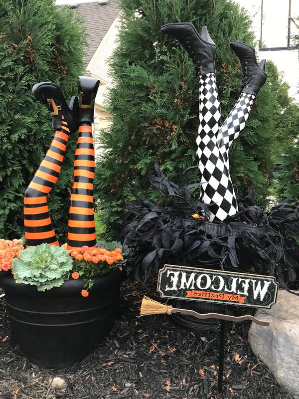 Witch Leg Garden Stakes – Set of 2 Halloween Decor