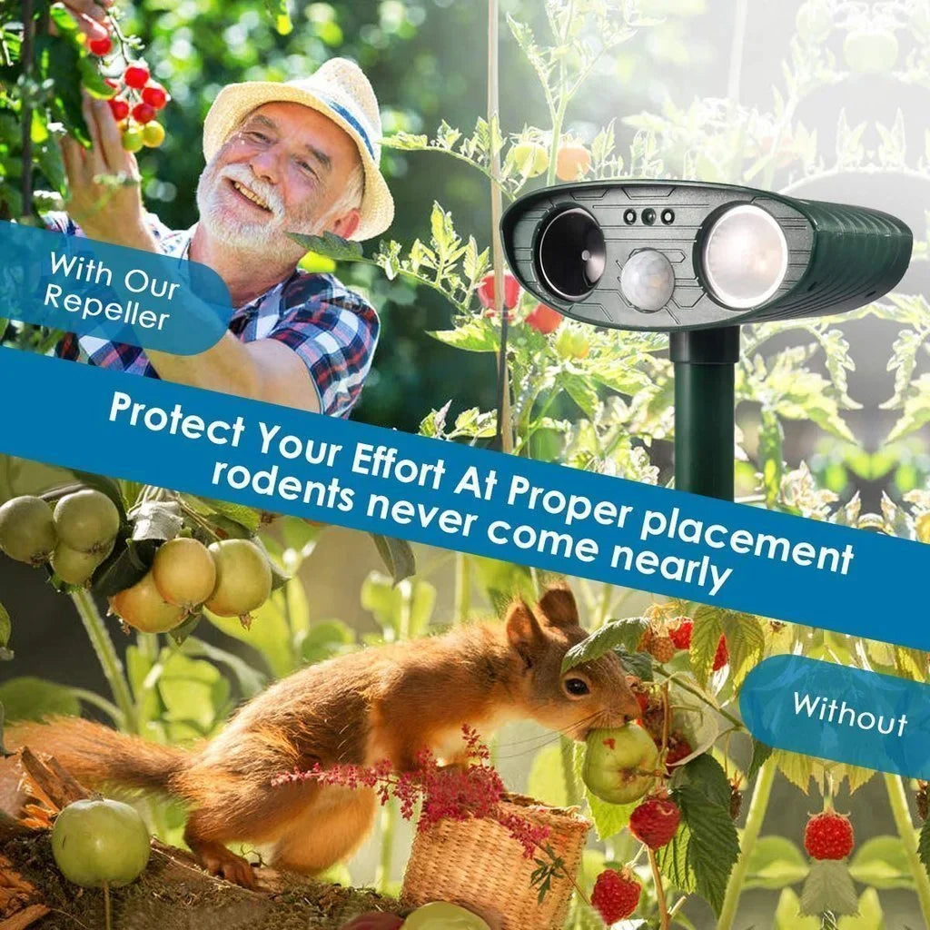 Ultrasonic Squirrel & Rodent Repeller – Solar Powered