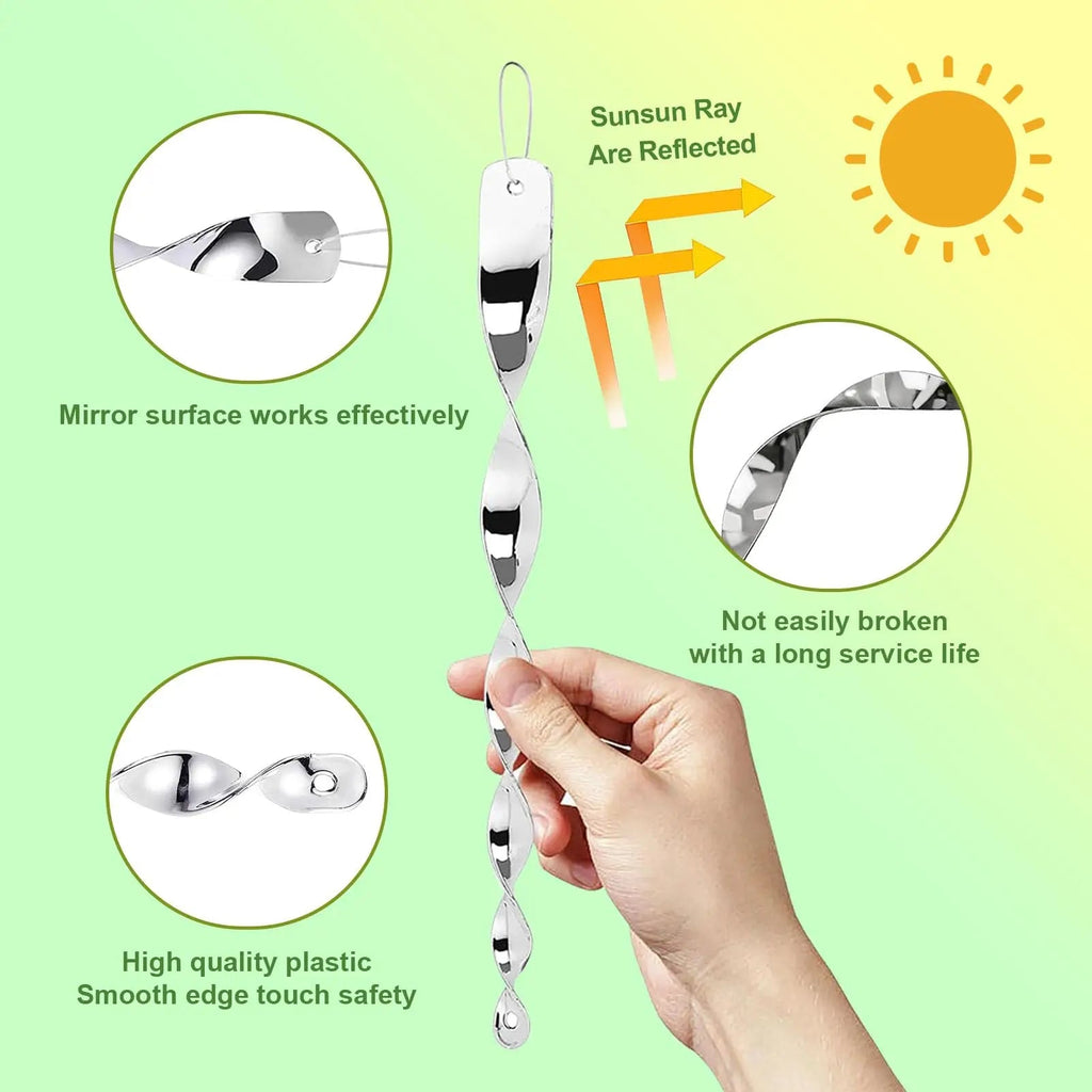 Reflective Bird Deterrent Rods – Hanging Spiral Scarer
