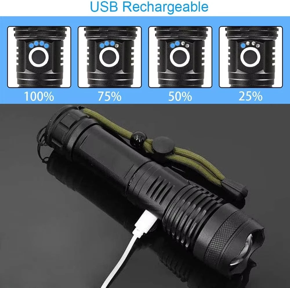 High Lumen Rechargeable LED Torch – 5 Modes Zoomable