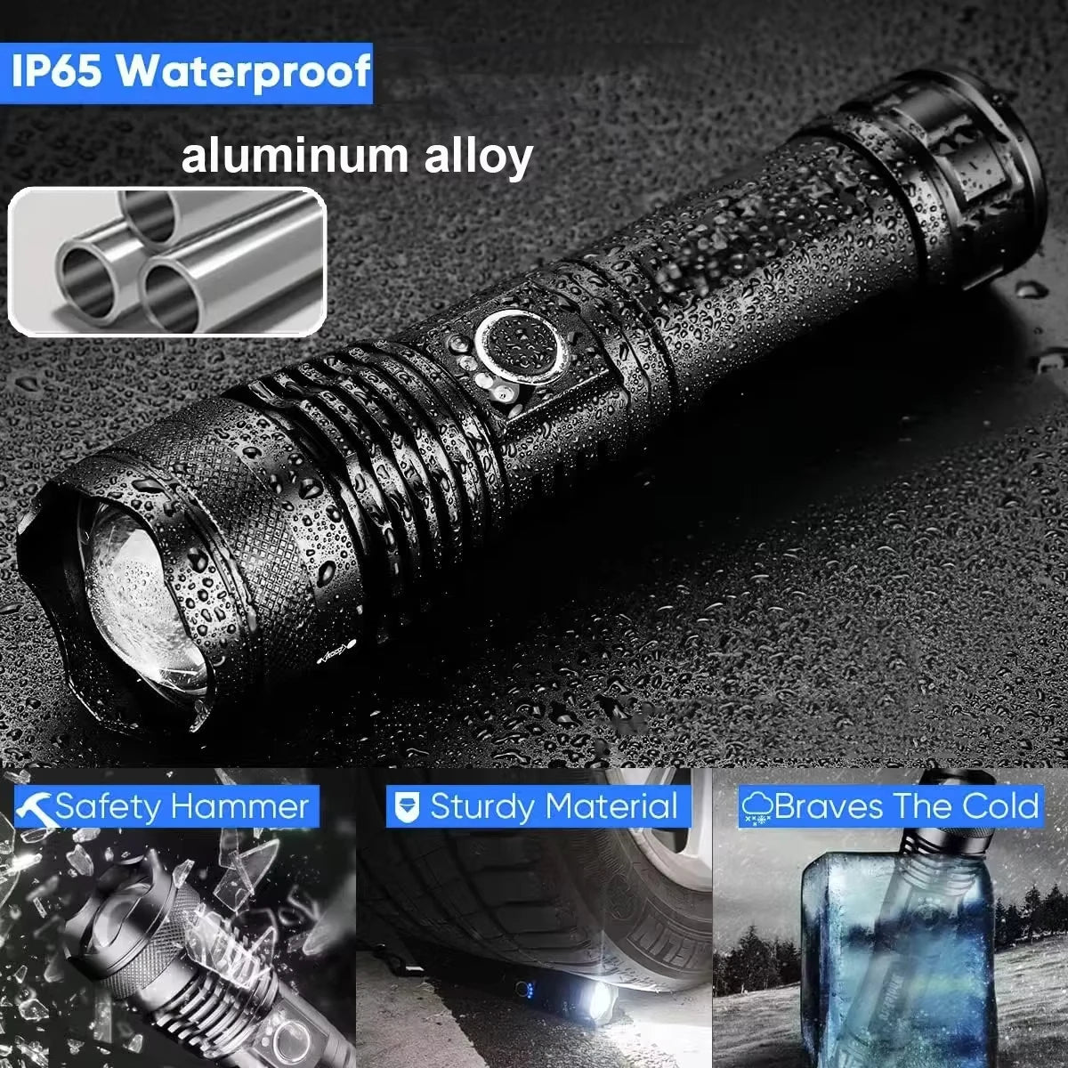 High Lumen Rechargeable LED Torch – 5 Modes Zoomable