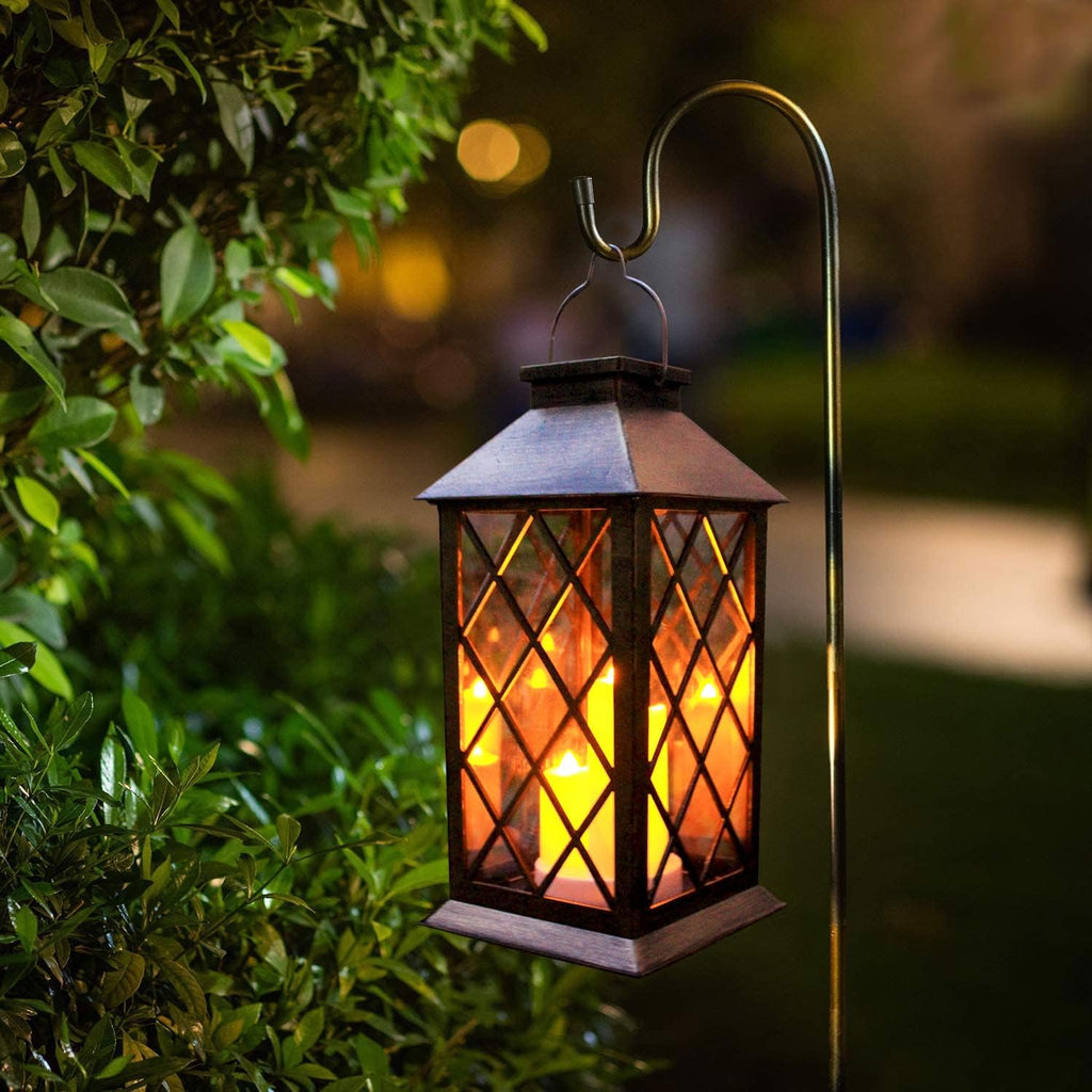 Solar Hanging Lantern with Flickering LED Candles