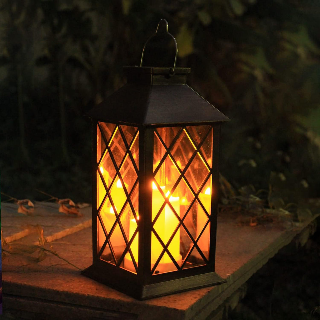 Solar Hanging Lantern with Flickering LED Candles