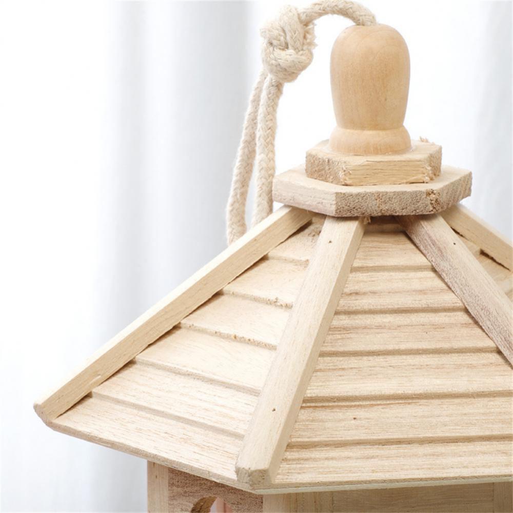 Wooden Bird Feeder with Clear Seed Window – Hanging