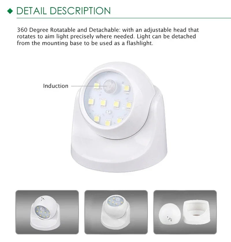 Wireless LED Spotlight with Motion Sensor – 360°