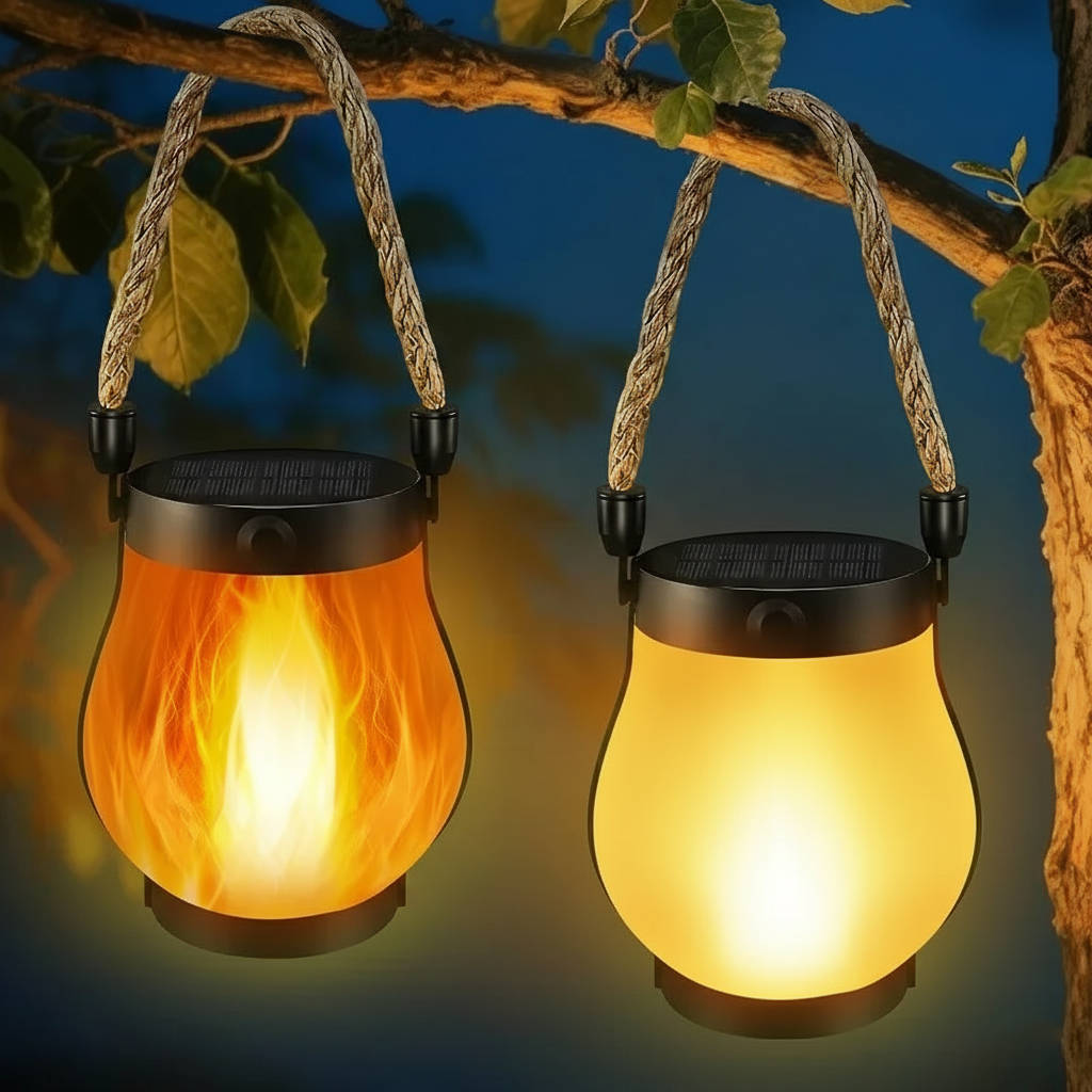 Solar Flame Lantern – Flickering Hanging Porch Light
