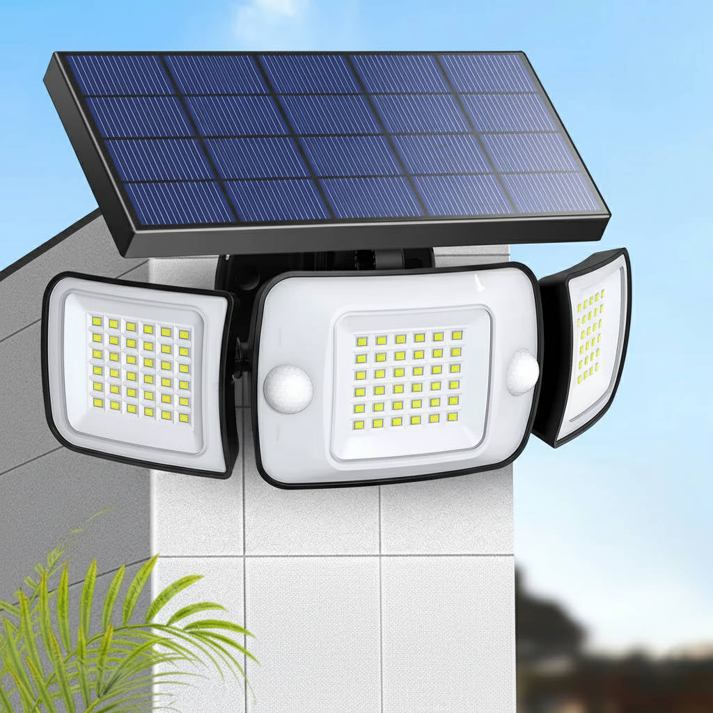 Solar Flood Light with Motion Sensor – 3 Head 1200 Lumen