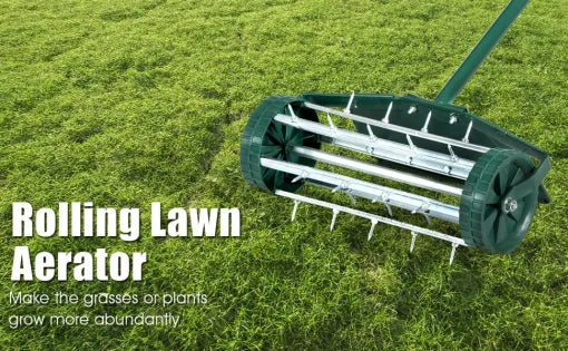 Manual Lawn Aerator – Rolling Spike Tool, 18in Wide