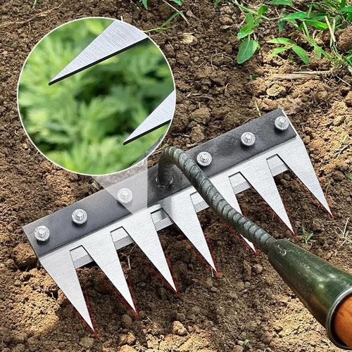 Carbon Steel Garden Rake Head – 5-8 Teeth Hand Tool