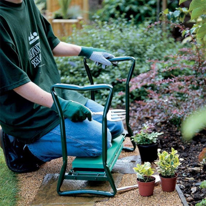 Garden Kneeler and Seat – Folding Stool with Tool Pouch