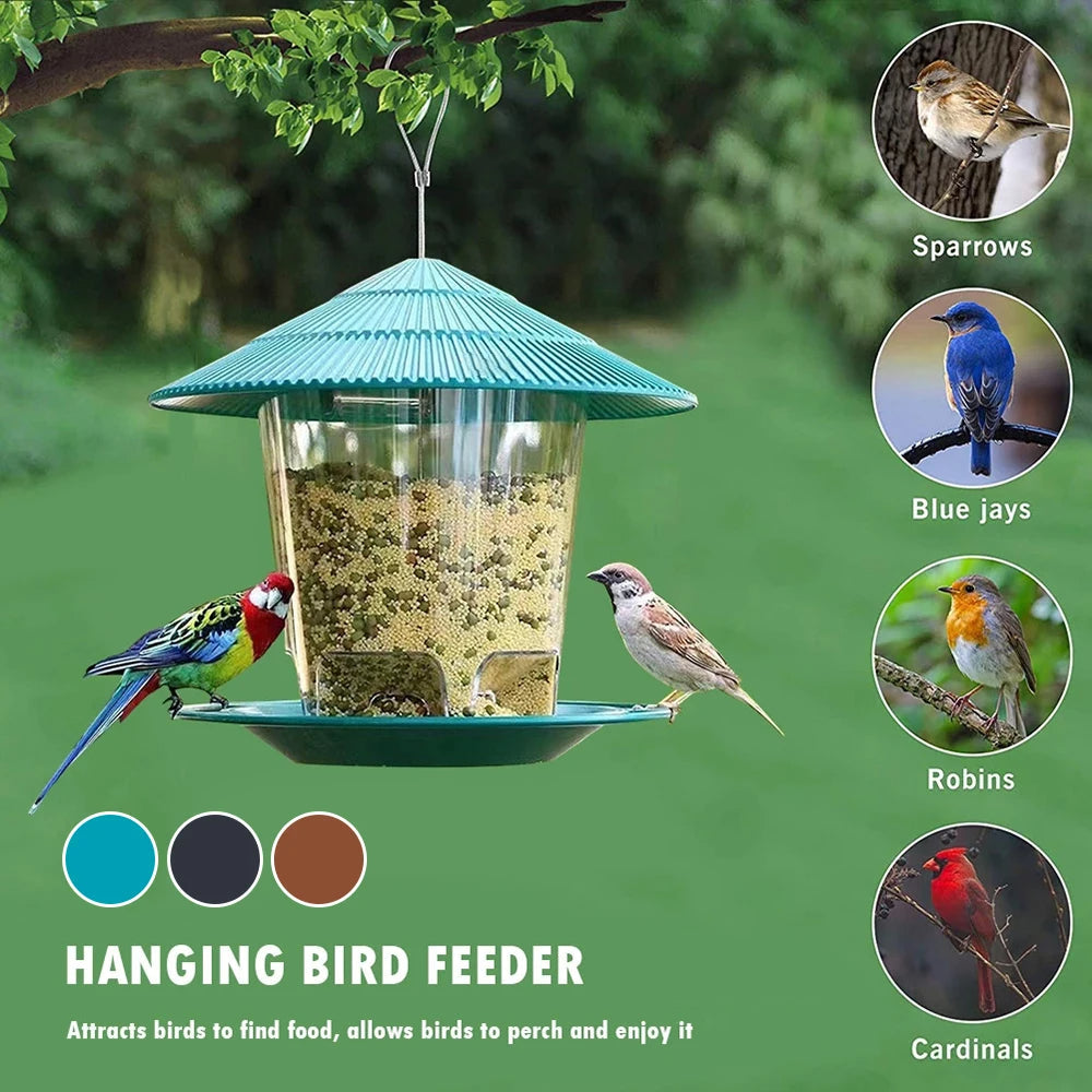 Hanging Bird Feeder – Automatic Gravity Seed Dispenser