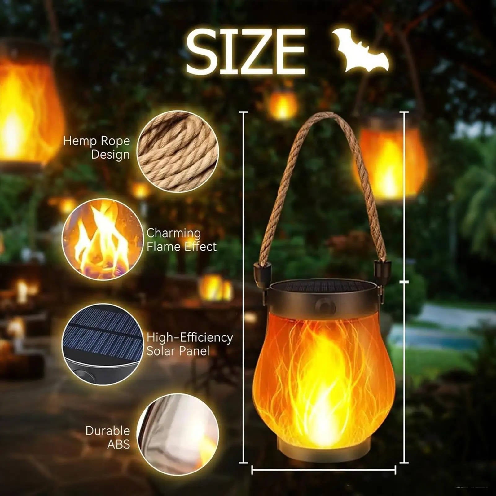 Solar Flame Lantern – Flickering Hanging Porch Light