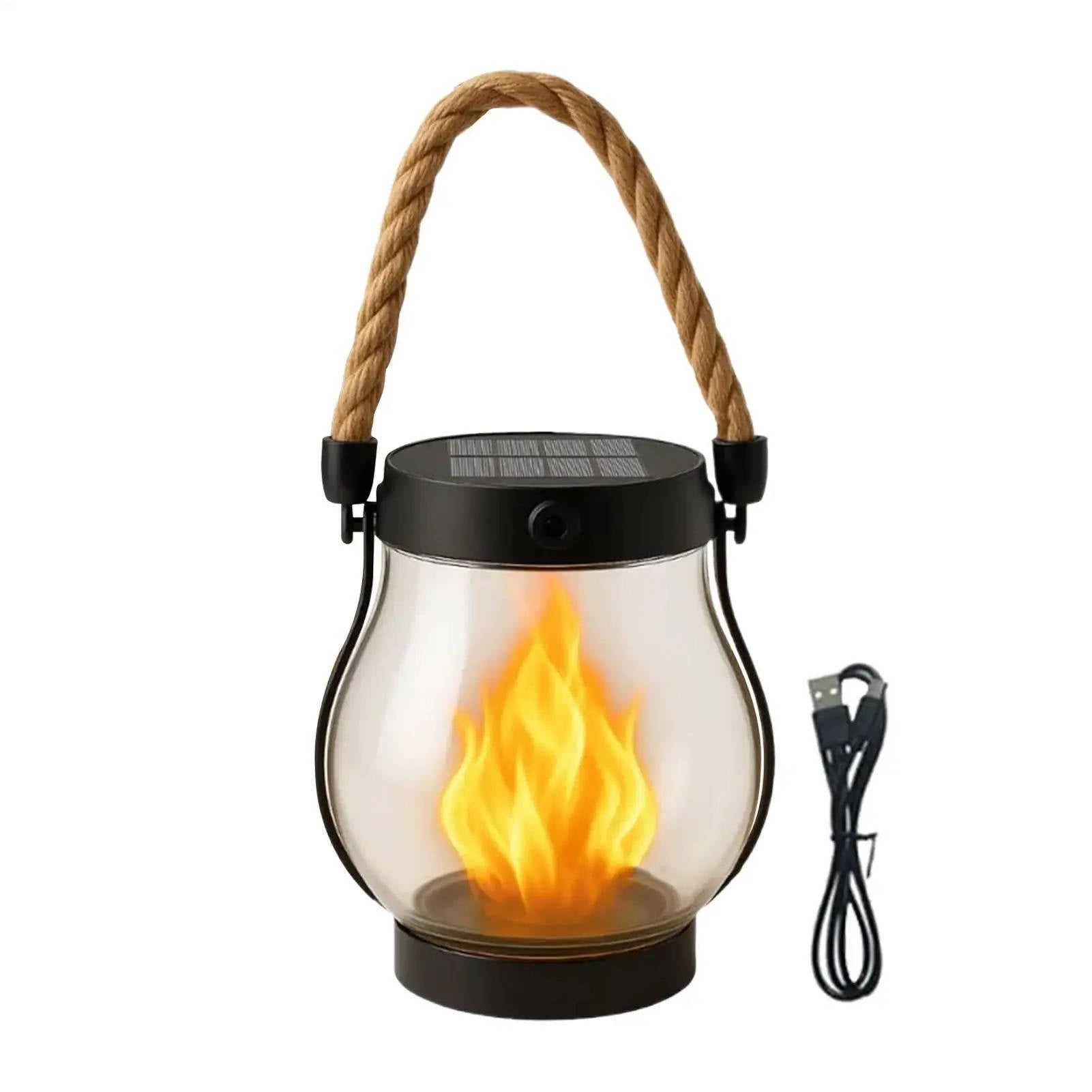 Solar Flame Lantern – Flickering Hanging Porch Light