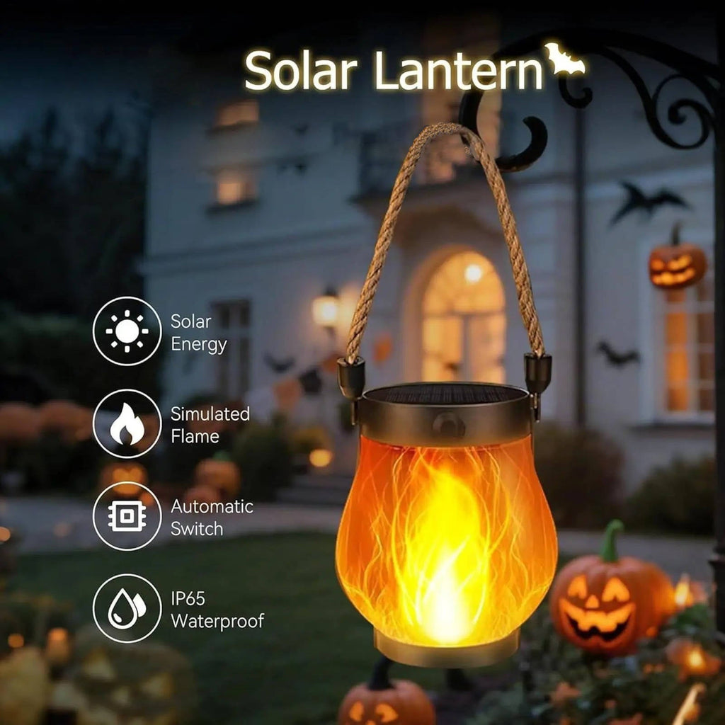 Solar Flame Lantern – Flickering Hanging Porch Light