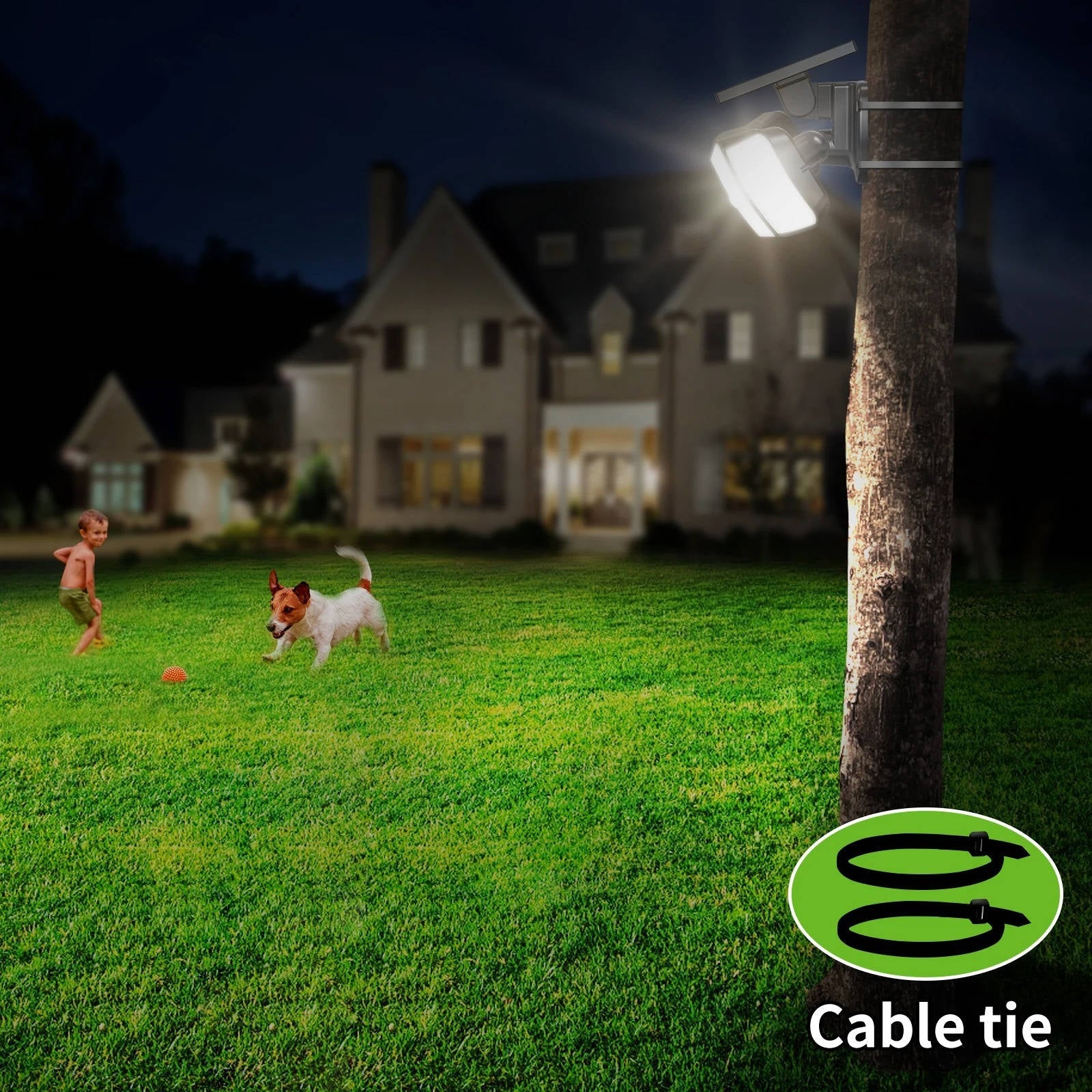 Solar Flood Light with Motion Sensor – 3 Head 1200 Lumen