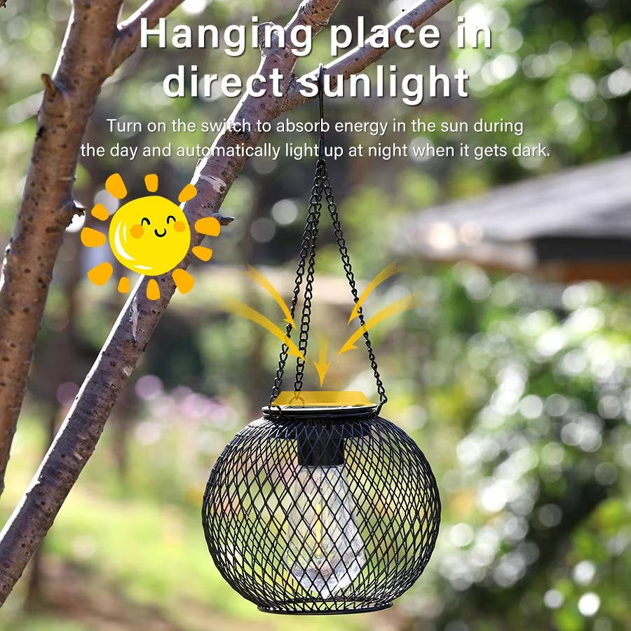 Solar Hanging Lantern – 14 Hour Warm LED Garden Light