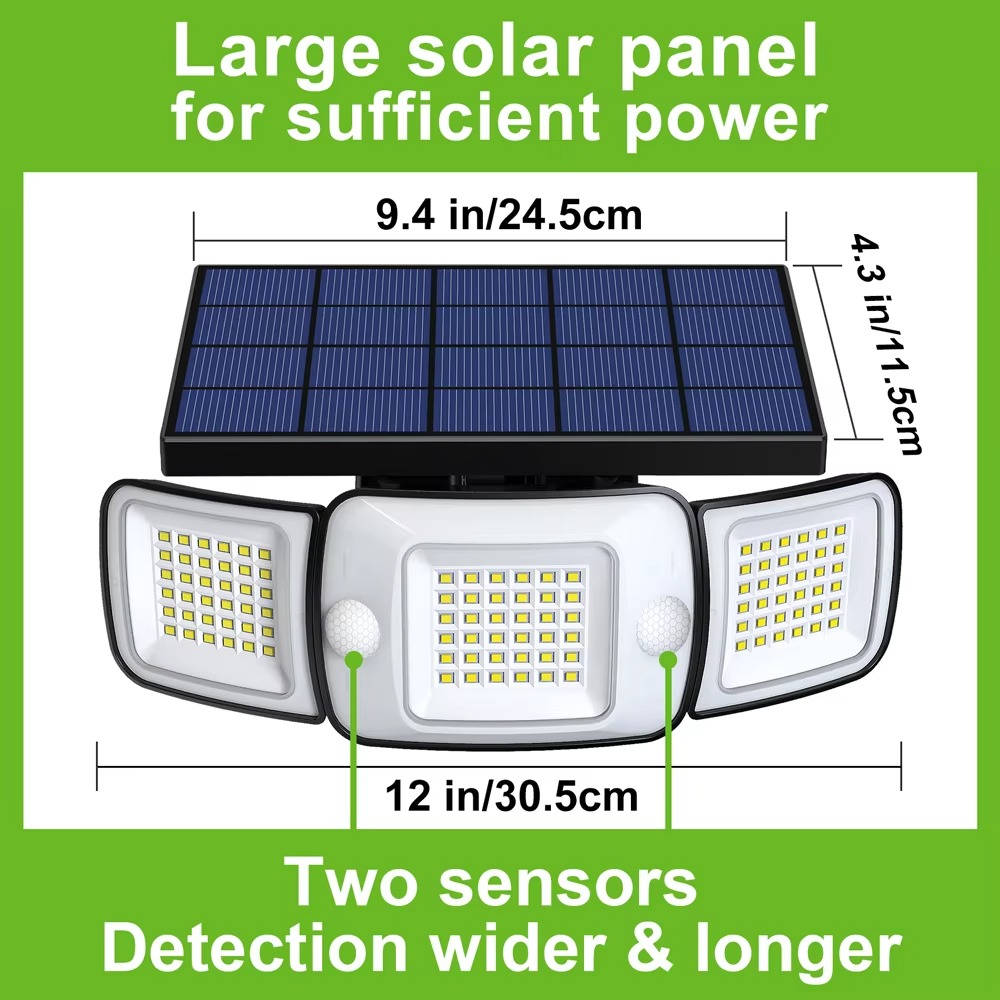 Solar Flood Light with Motion Sensor – 3 Head 1200 Lumen