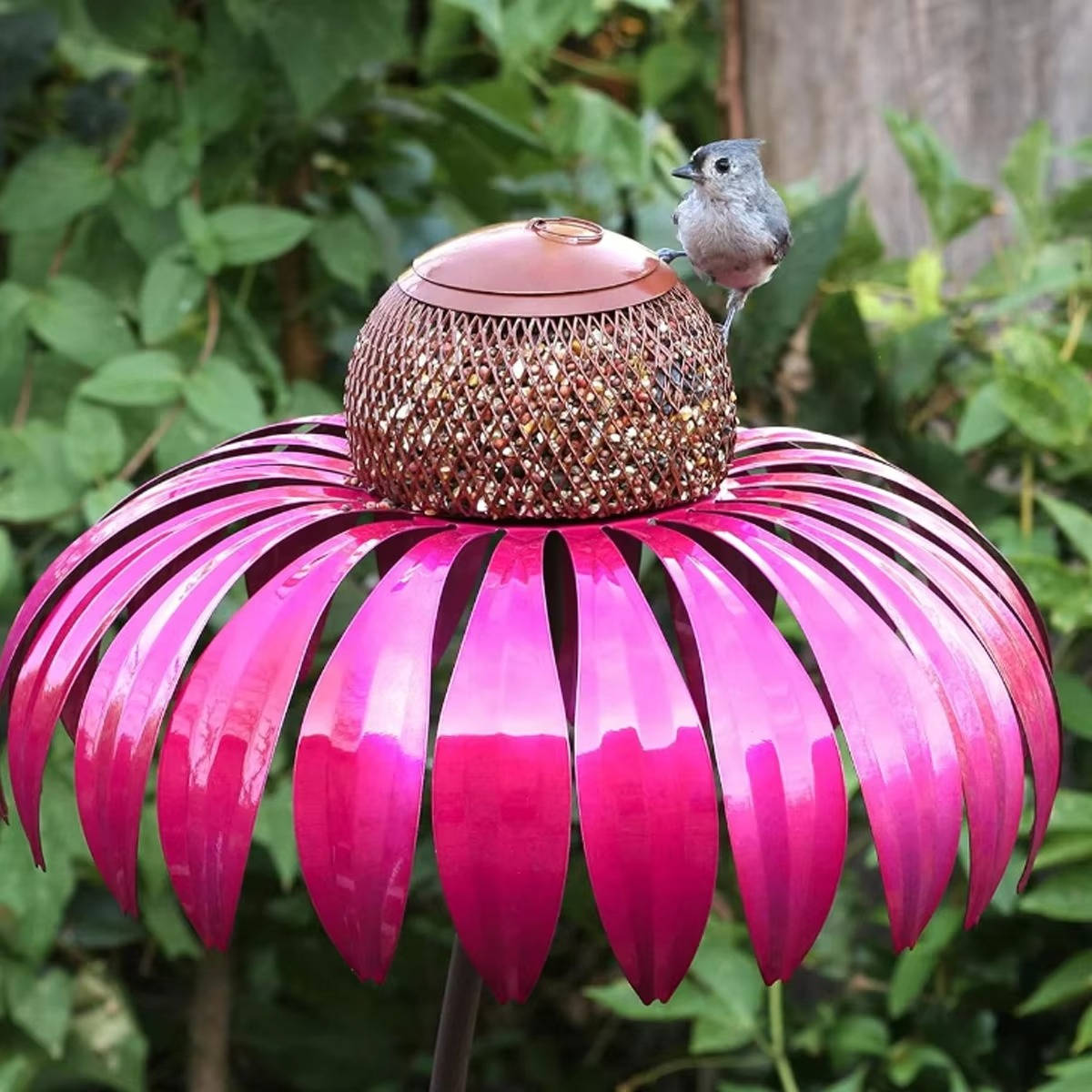 Flower Bird Feeder on Stake – Squirrel Proof Metal