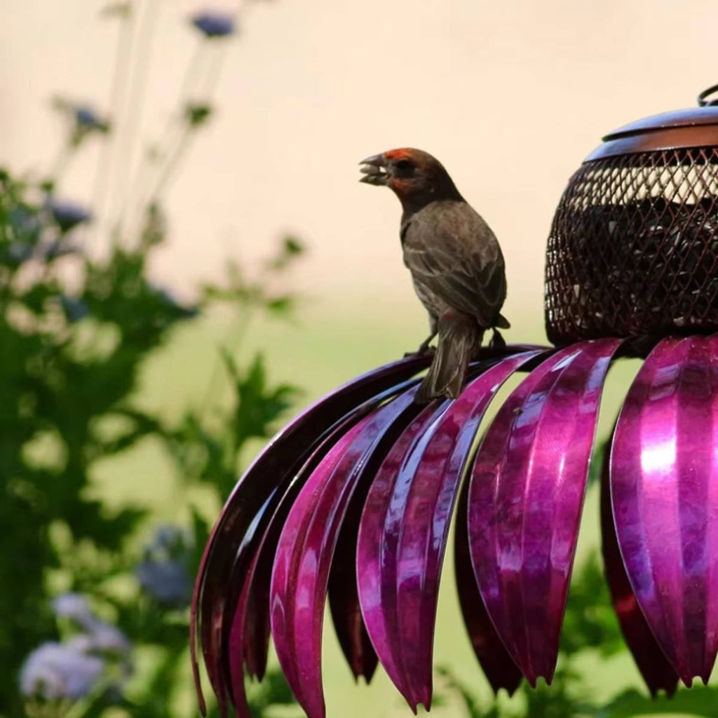 Flower Bird Feeder on Stake – Squirrel Proof Metal