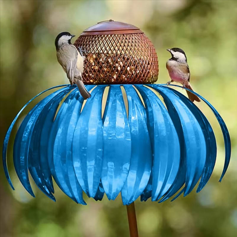 Flower Bird Feeder on Stake – Squirrel Proof Metal