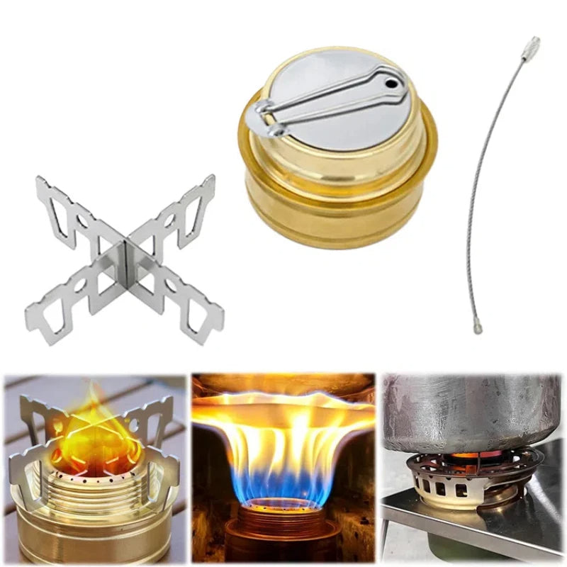 Mini Alcohol Camping Stove – Stainless Steel & Stand