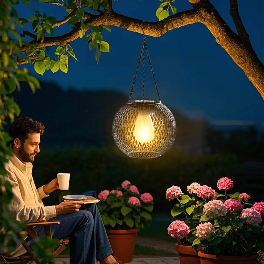 Solar Hanging Lantern – 14 Hour Warm LED Garden Light