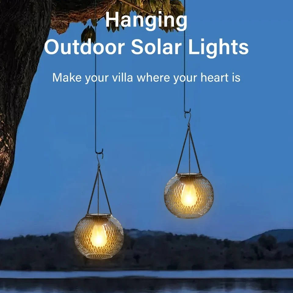 Solar Hanging Lantern – 14 Hour Warm LED Garden Light
