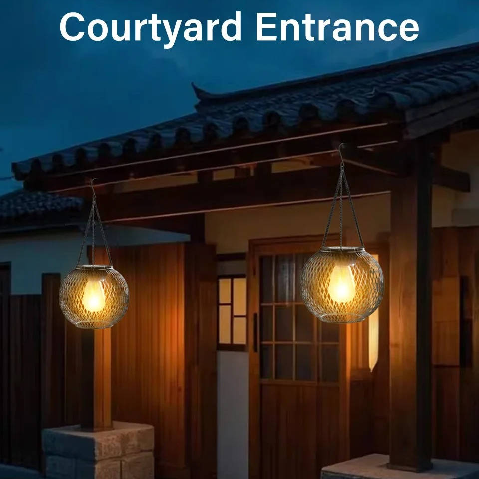 Solar Hanging Lantern – 14 Hour Warm LED Garden Light
