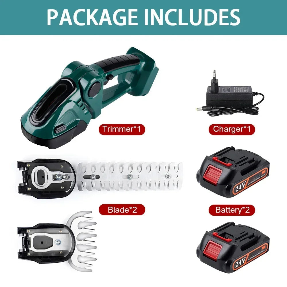 Cordless Hedge Trimmer – 2-in-1 24V Grass Shears