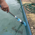 Cordless pool vacuum cleaning an above-ground garden pool