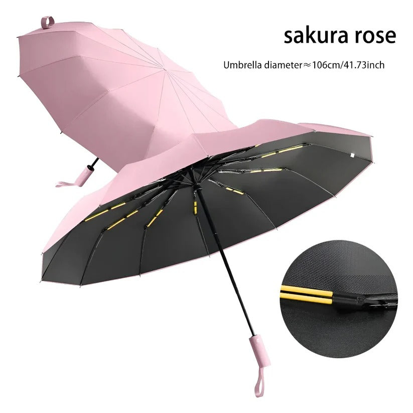 Windproof Folding Umbrella with UV Canopy – Compact