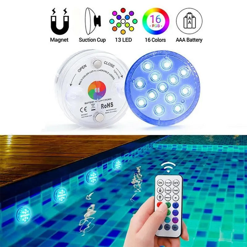 Submersible LED Pool Lights – 16 Colours with Remote
