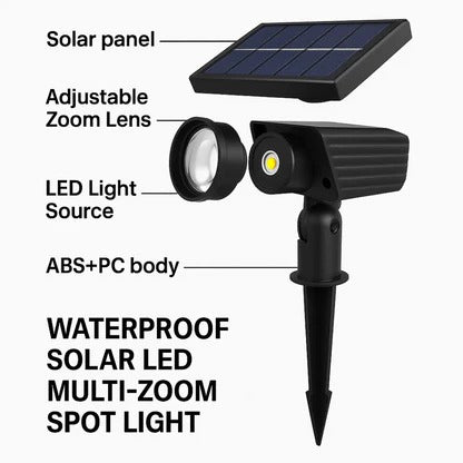 Solar Spot Light with Zoom Lens – RGB & Warm White LED