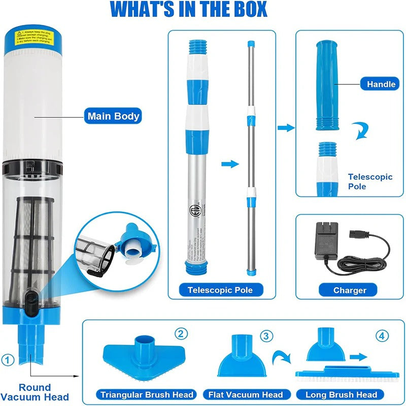 Cordless Pool Vacuum Cleaner – 3-in-1 Rechargeable