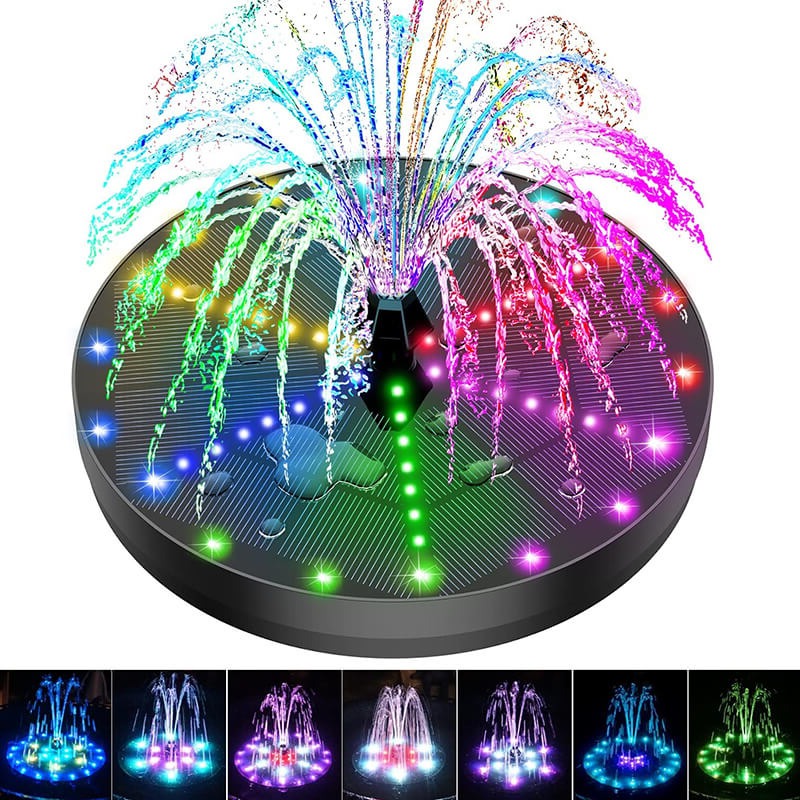 Solar Fountain with 60 LED Lights – 4W 7 Colour Pump