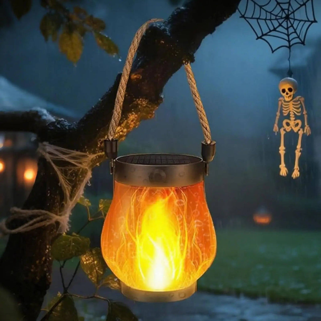 Solar Flame Lantern – Flickering Hanging Porch Light