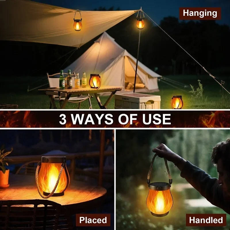 Solar Flame Lantern – Flickering Hanging Porch Light