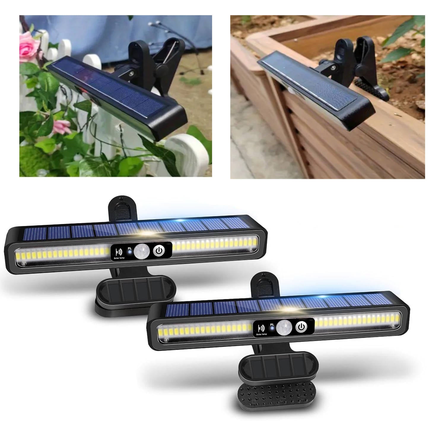 Solar Fence Lights with Motion Sensor – 2 Pack 36 LED