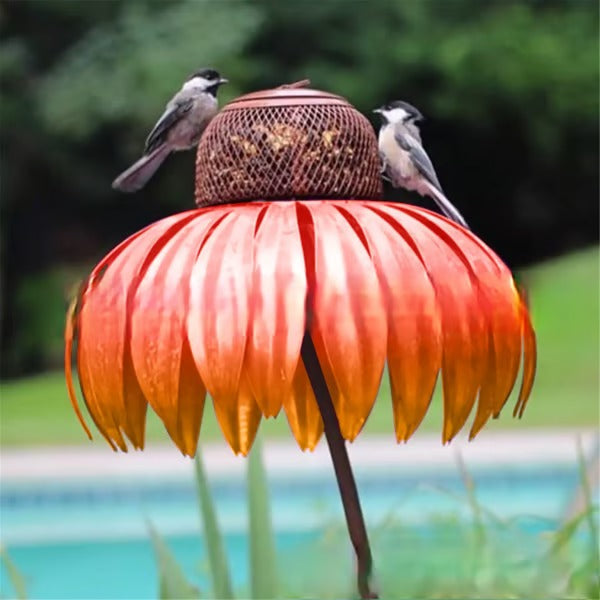 Flower Bird Feeder on Stake – Squirrel Proof Metal