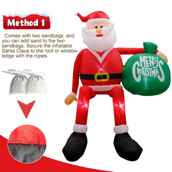 Giant 8ft Climbing Santa Inflatable with LED Lights