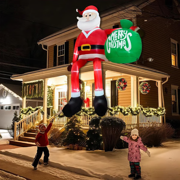 Giant 8ft Climbing Santa Inflatable with LED Lights