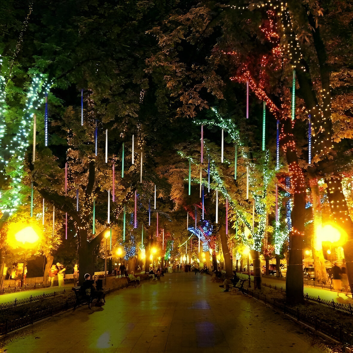 Snowfall LED Garland Lights 8 Pack – Meteor Shower Effect