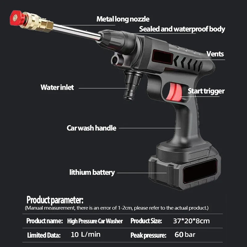 Cordless Pressure Washer Gun 60 Bar – Car Wash & Garden