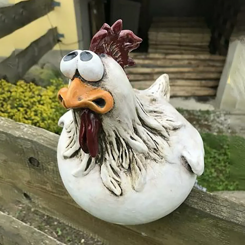 Funny Chicken Fence Decor – Resin Garden Statue