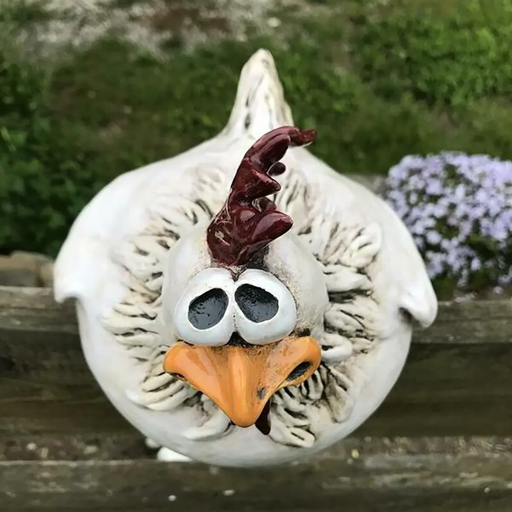 Funny Chicken Fence Decor – Resin Garden Statue